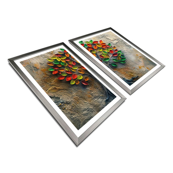 Wallity Pinturas Decorativas en MDF con Marco Multicolor (2 Piezas)